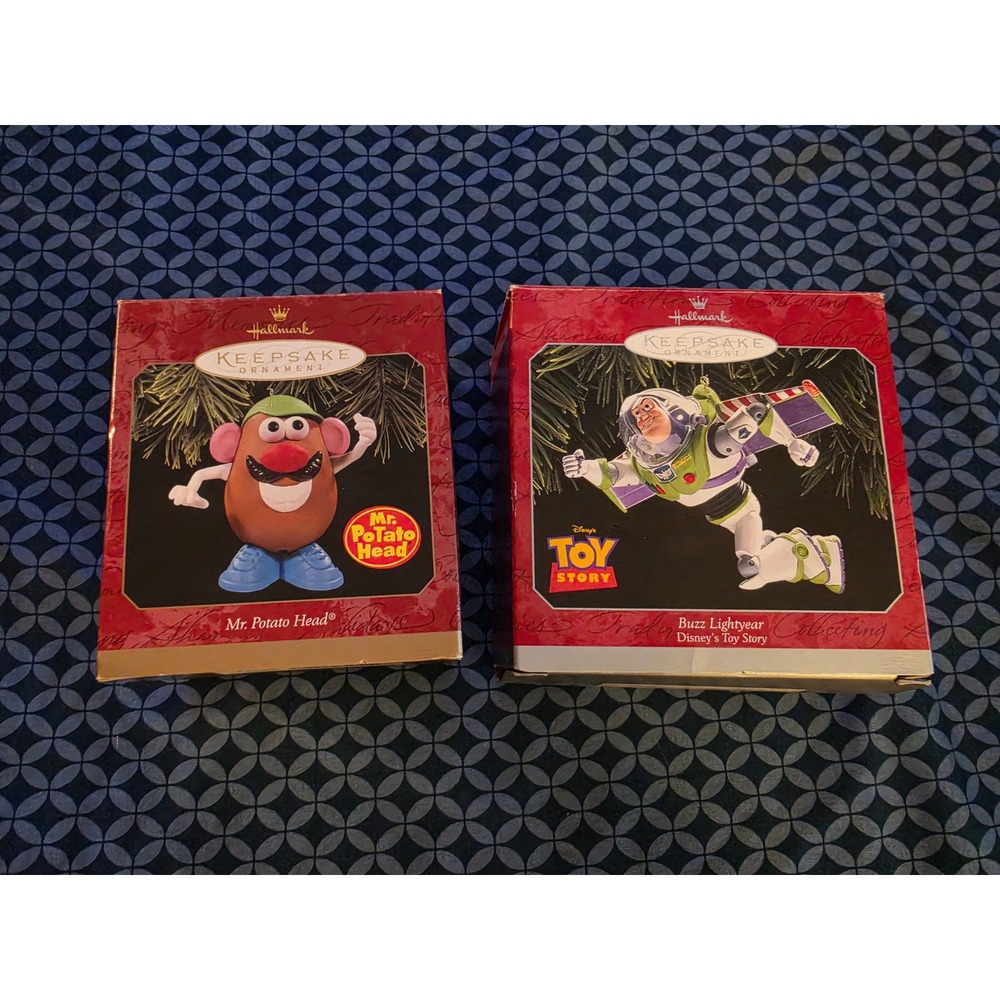 Hallmark Keepsake Ornaments Toy Story Buzz Lightyear 1998 & Mr Potato Head 1997